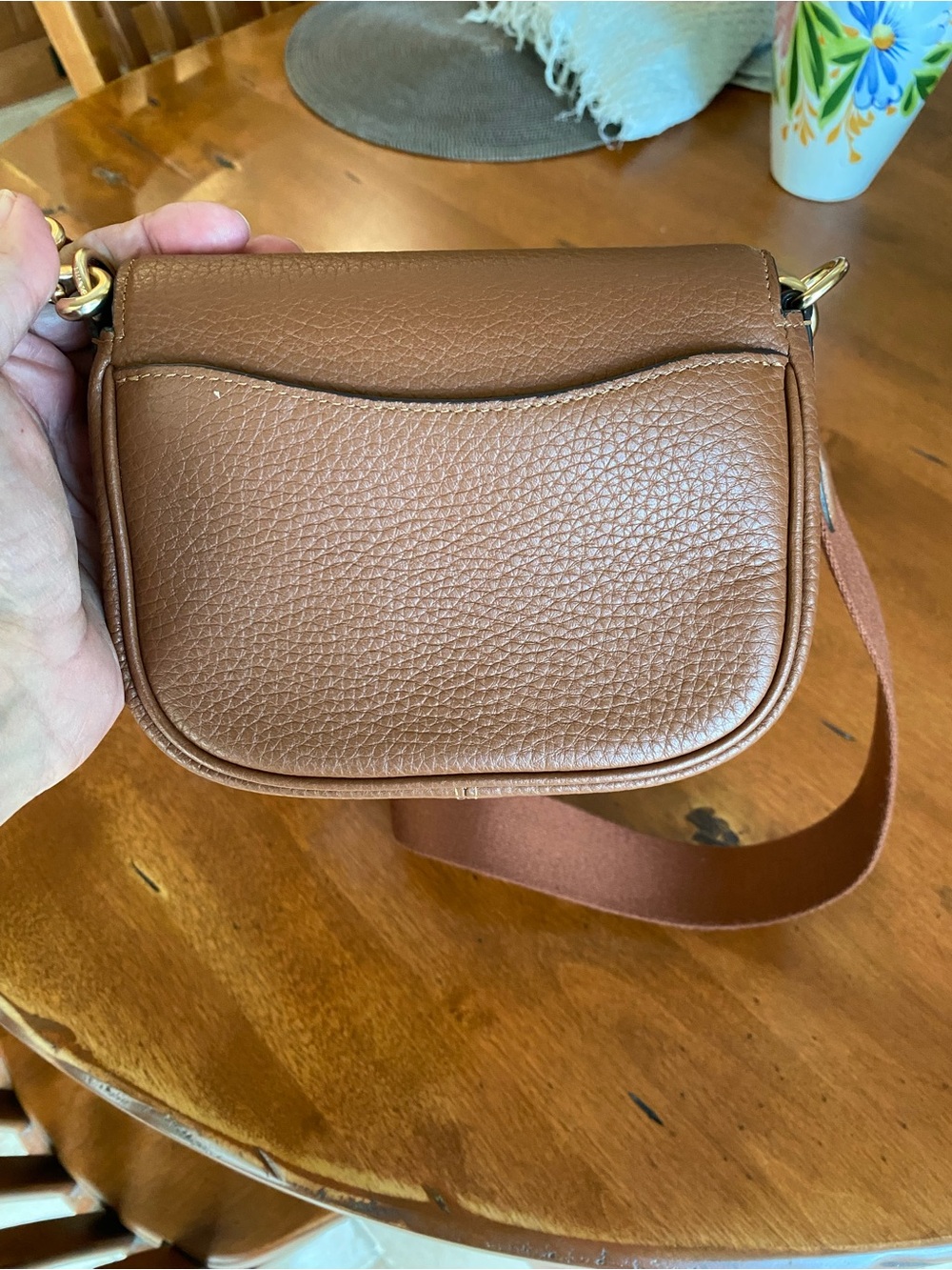 Coach Pebbled Leather Crossbody in Camel Brown with Gold Hardware - Picture 5 of 7